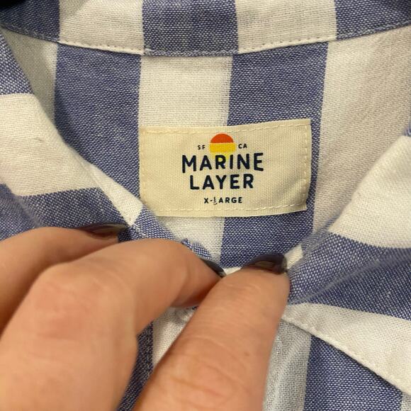 Marine Layer Dana Short Sleeve Button down in Blue & White Stripes Size XL 0074 - Picture 3 of 7